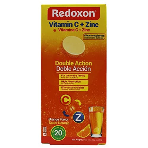 Redoxon Vitamin C + Zinc, Effervescent Tablets of Vitamin C and Zinc, Helps Support Your Immune System, Orange Flavor, 20 Effervescent Tablets, 2.82 Oz, Box image