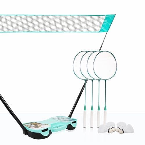 ENOVI EasyGo Badminton Set, with Net, 4 Racket, 4 Birdies, Portable Storage Box image