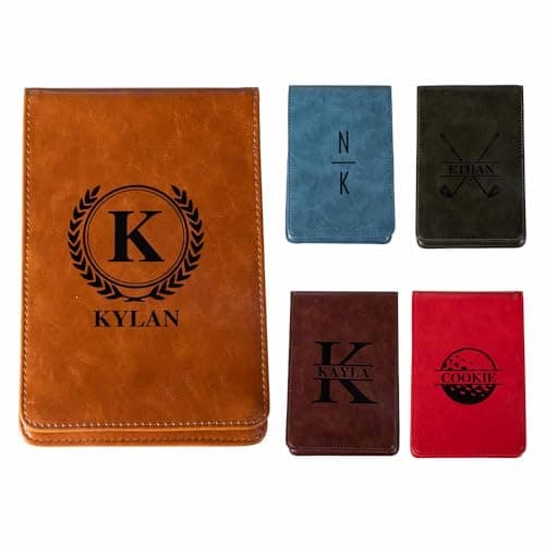 BYFDIY Custom Name Golf Scorecard Holder Leather Personalized Monogram Golf Yardage Book Cover Birthday Gifts 13.78×4.53INCH 5 Colors image