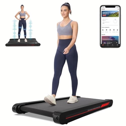 Walking Pad Treadmill with APP, 3 in 1 Under Desk Treadmill, 2.5HP Low Noise Walking Vibration Pad with Remote Control,Portable Treadmill for Home Office, Red image