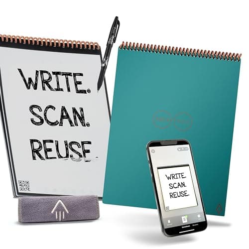 Rocketbook Flip Reusable Smart Notepad | Eco-Friendly, Digitally Connected Notebook for Ambidextrous Writers | Dotted & Lined Combo, 8.5” x 11”, 32 PG, Teal, with Pen, Cloth, and App Included image
