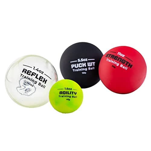 Franklin Sports NHL Hockey Stick Handling Balls - (4) Hockey Training Aids for Stick Handling + Hands Practice - On + Off Ice Equipment - Weighted + Mini Balls for Speed Training image