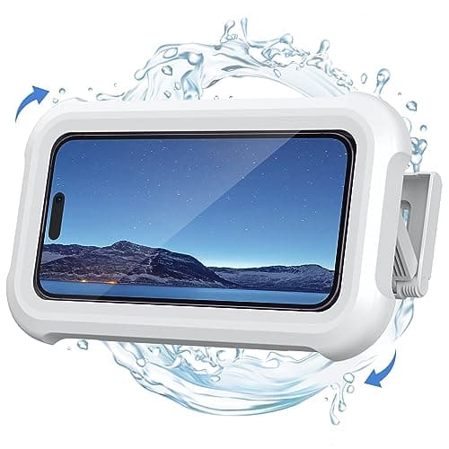 Lamicall Shower Phone Holder Waterproof - 480° Rotatable Retractable Adjustable Shower iPhone Case Holder, Bathroom Wall Phone Mount Stand Water Proof image