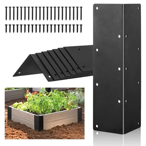 8 Pack Raised Beds Corner Brackets 11 in Metal L Brackets for with Screws Black Angle Corner Bracket Connectors 11" x 3" x 3" for Wood Flower Box Angle Brace Black image