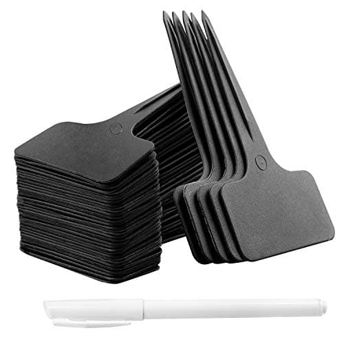 Whaline 100 Pcs Plastic Plant Labels Black T-Type Garden Stake Tags image