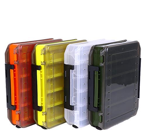 LESOVI Fishing Lure Box Double Sided Tackle Storage Trays Fishing Tackle Storage 14 Compartment Waterproof Visible Plastic Box Fishing Tackle Container (Orange, 14 Compartment) image