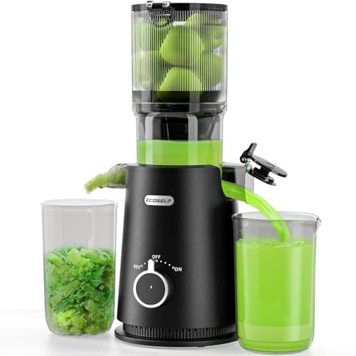 Juicer Machines, ECOSELF Cold Press Juicer with 4.35" Large Feed Chute Fit Whole Fruits & Vegetables, Juicer Machine Self Feeding Effortless for Batch Juicing, High Juice Yield, Easy to Clean image