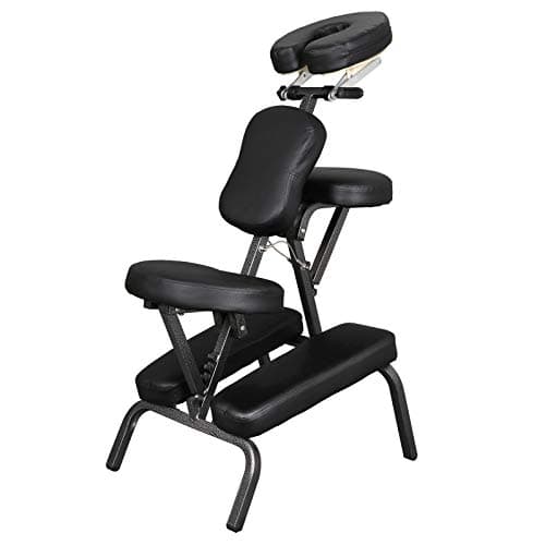 ZENY Portable Massage Chair, Tattoo Spa Therapy Chair, Adjustable, Black, PU Leather, Aluminum, Modern Style, 23"L x 18"W x 42"H, 250 Lbs Weight Capacity, Relaxing image