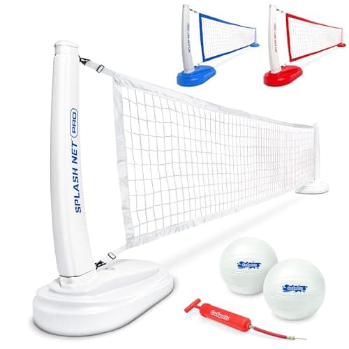 GoSports Splash Net PRO Pool Volleyball Net - Includes 2 Water Volleyballs and Pump - White, Red, or Blue image
