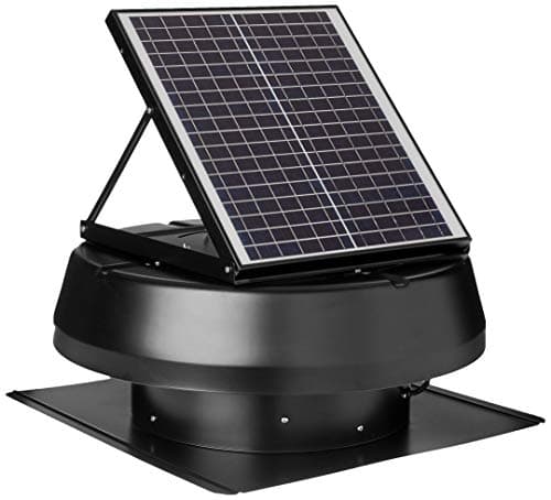 iLIVING HYBRID Ready Smart Thermostat Solar Roof Attic Exhaust Fan, 14", 40-Watt, 1150 CFM, 2000 Coverage Area, Black image