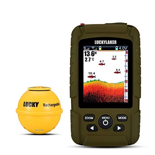 LUCKY Portable Sonar Fish Finder Boat Depth Fishing Fish Finders Waterproof Handheld Wireless Fishing Finder Kayak Transducer Depth Finders for Ice Fishing Sea image