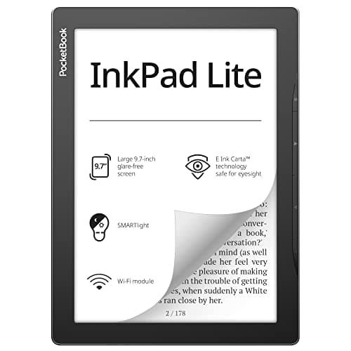PocketBook InkPad Lite | E-Book Reader with Large E-Ink Screen 9.7ʺ | Glare-Free & Eye-Friendly E-Reader | Wi-Fi | Adjustable SMARTlight | Micro-SD Slot | E-Readers for Kids, Adults & Seniors image