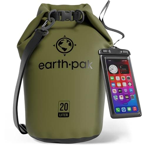 Earth Pak Waterproof Dry Bag - Roll Top Waterproof Backpack Sack Keeps Gear Dry for Kayak with Waterproof Phone Case image