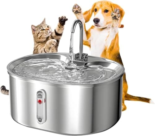 Qumox Stainless Steel Cat Water Fountain: 108oz/3.2L Automatic Pet Water Dispenser image
