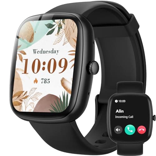 Parsonver Smart Watch for iOS and Android Phones(Answer/Make Calls), HD Screen Watches for Men Women, IP68 Waterproof Fitness Tracker Watch with Heart Rate Sleep Monitor, Steps Calories Counter, Black image