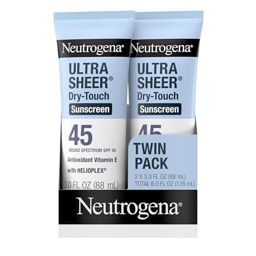 Neutrogena Ultra Sheer Dry-Touch Sunscreen For Face & Body, SPF 45 Broad Spectrum UVA/UVB Protection, Lightweight Water Resistant & Non-Greasy, Travel Size Sunscreen, 3 fl. oz 2 pack image