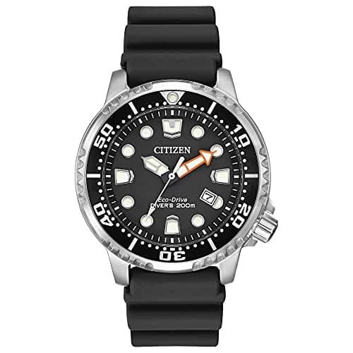 Citizen Promaster Dive Eco-Drive Watch, 3-Hand Date, ISO Certified, Luminous Hands and Markers, Rotating Bezel, Black/Stainless (Model: BN0150-28E) image