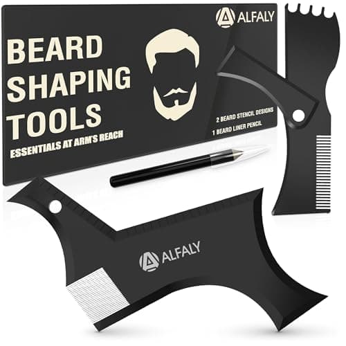 Alfaly Beard Shaper Kit - Premium Lineup and Guide Tool for Precise Beard Shaping & Styling - With Beard Pencil image