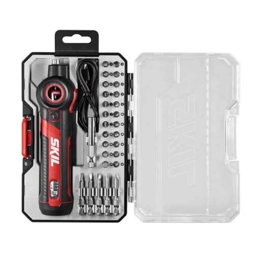 SKIL Twist 2.0 Rechargeable 4V Screwdriver with Pivoting Head, Torque Setting, USB-C Charging Cable, 28 PC Bit Set & Carrying Case- SD5619-02 image