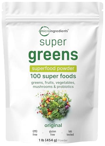 Super Greens Powder, 1lb | 100 Superfood Blend | Daily Greens, Whole Food Fruits and Vegetables, Mushrooms, & Probiotics | Wheatgrass, Spirulina, Lions Mane, Beet Root | Original, Non-GMO image