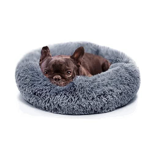 Small Calming Dogs Bed for Small Dogs Anti-Anxiety Machine Washable Fluffy Luxury Anti-Slip Waterproof Mute Base Warming Cozy Soft Pet Puppy Round Bed image