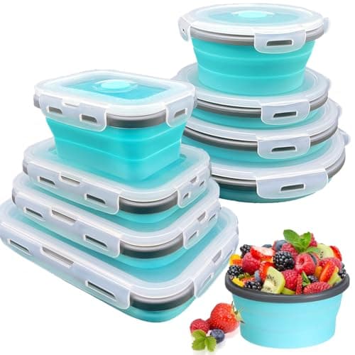 8 Collapsible Food Storage Containers With Lids, Rv Collapsible Bowls image