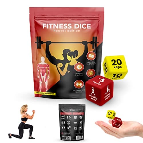 Gifton Fitness Dice for Workout Fun & Strength Training - Novelty Pocket Sizes Exercise Decision Dice - Switch Up Training Routines - Exercises at Home Gym Outdoors - No Weights Require image
