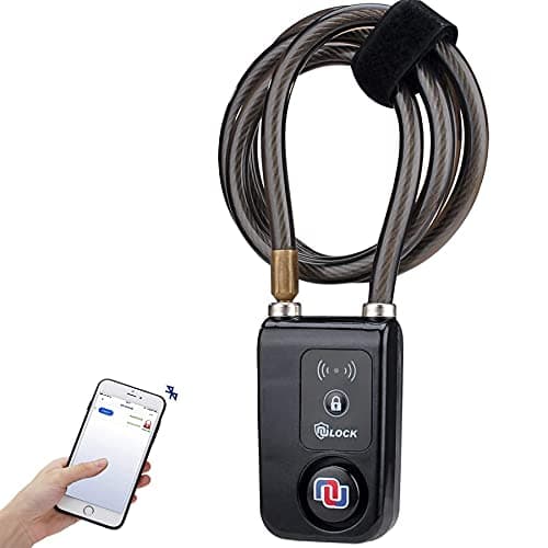 Smart Bike Lock/Bicycle Lock Bluetooth APP Controlled Nulock,Bike Alarm Lock 110db,47 inch Long Braided Steel Motorcycle Lock Anti Theft,IP44 Splash-Proof Bike Alarm Lock for Scooter/Stroller/Gate image