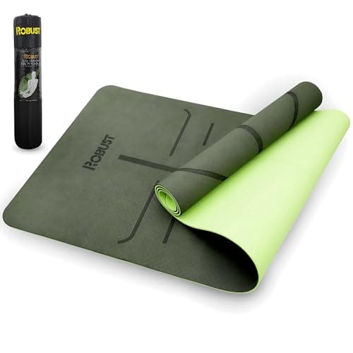 Robust Non-Slip Yoga Mat with Strap, TPE Eco-Friendly Workout Mat for Yoga with Position Lines and Texture Surface, Gym Mat for Women Men, Pilates and Exercises Anti Tear Sweat Proof Exercise Mat image