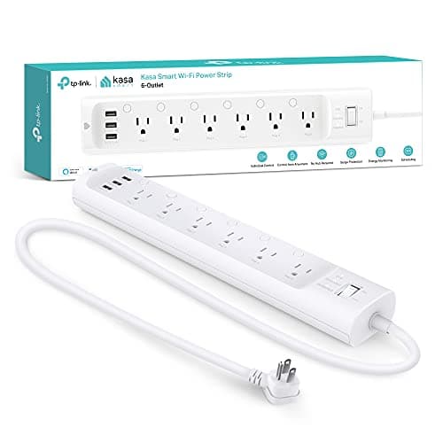 Kasa Smart Plug Power Strip HS300, Surge Protector with 6 Individually Controlled Smart Outlets and 3 USB Ports, Works with Alexa & Google Home, No Hub Required, White image