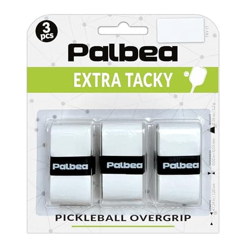 Pickleball OverGrip Tape - Pack of 3 - Extra Tacky White Pickleball Grip Tape - High Sweat Absorption & Non-Slip Soft Touch. image