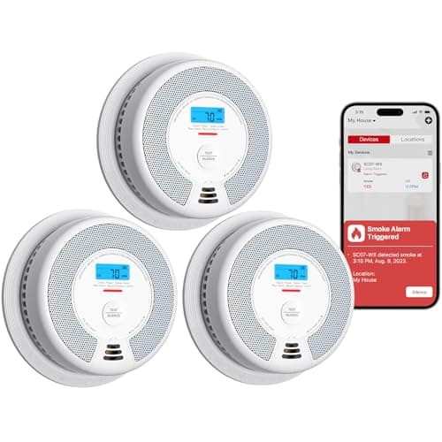 X-Sense Smart Smoke Detector Carbon Monoxide Detector Combo with Replaceable Battery, Wi-Fi Smoke and Carbon Monoxide Detector with Real-Time App Notifications, SC07-WX, 3-Pack image
