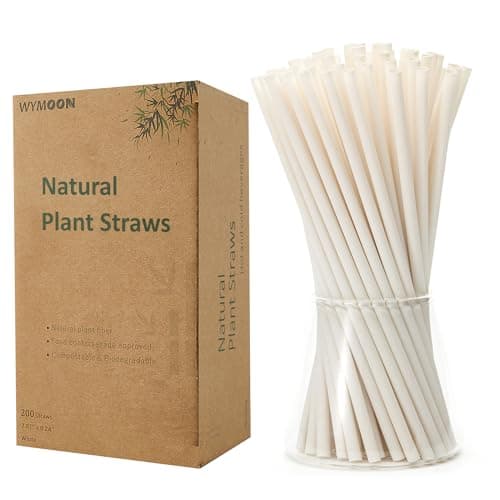 Biodegradable Straws made of Natural Plant | 200 PCS 7.8'' Compostable Eco-Friendly Drinking Straws Disposable | Durable for Hot & Cold Drinks image