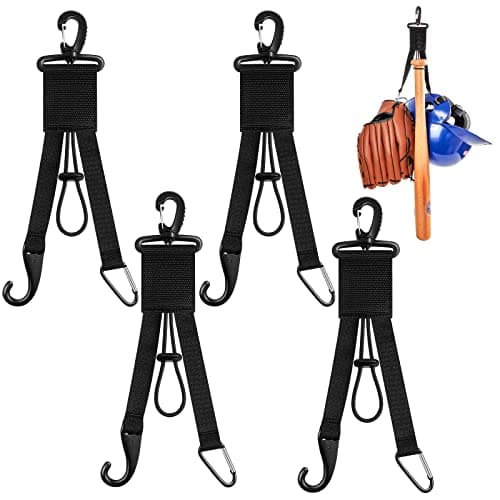 Deekin 10 Pcs Baseball Softball Gear Hanger 3 in 1 Dugout Organizer Baseball Bat Holder with Glove Clip and Helmet Hook for Softball Fence Bag Water Bottle Hiking Camping image