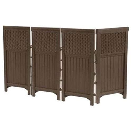 Suncast 4 Freestanding Wicker Resin Reversible Panel Outdoor Screen Enclosure, Brown, 23" image