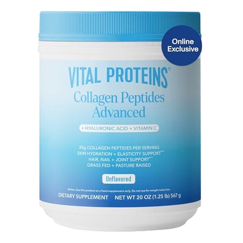Vital Proteins Collagen Peptides Powder Advanced with Hyaluronic Acid & Vitamin C - 20 oz Collagen, Unflavored, 28 Servings image