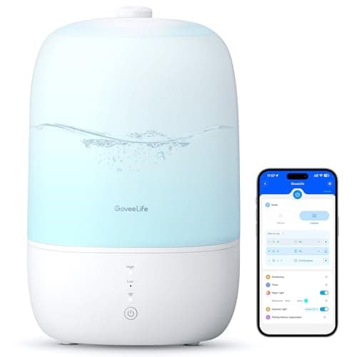 GoveeLife Smart Humidifiers for Bedroom, 3L Top Fill Cool Mist Humidifiers with Essential Oil Diffuser, Humidity Control, WiFi Air Humidifier with Night Light, for Baby, Plants, Home, Work with Alexa image