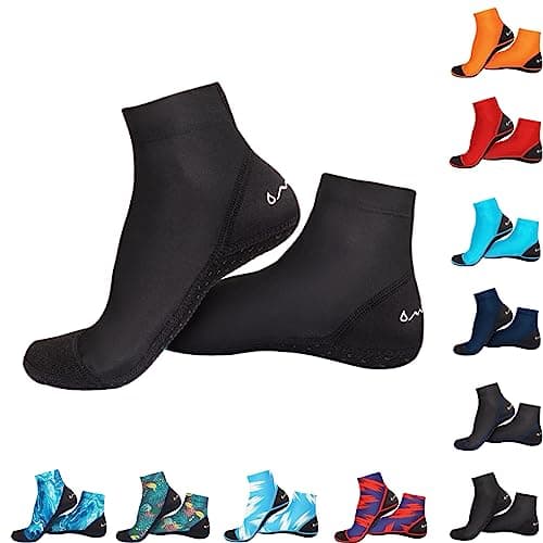 OMGear Water Socks Beach Volleyball Socks Sand Proof Booties Stretchy Quick Dry Swim Socks Aqua Shoes Adult Youth Dive Socks for Sand Soccer Snorkeling Swimming Surfing Rafting Kayaking(Black02,L) image