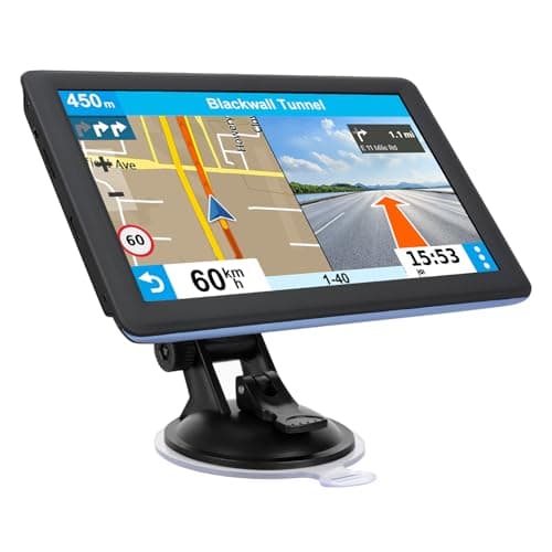 GPS Navigator for Car Truck RV, Latest 2025 Map, 7 inch Touch Screen Real Voice Spoken Turn-by-Turn Direction Reminding Navigation System for Cars, Vehicle GPS with Speed and Red Light Warning (Blue) image