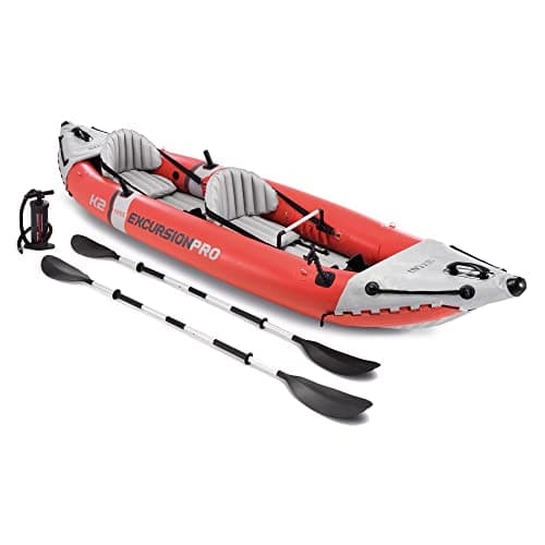 Intex 68309EP Excursion Pro K2 Inflatable Kayak Set: Includes Deluxe 86in Kayak Paddles and High-Output Pump – SuperTough PVC – Adjustable Bucket Seat – 2-Person – 400lb Weight Capacity image