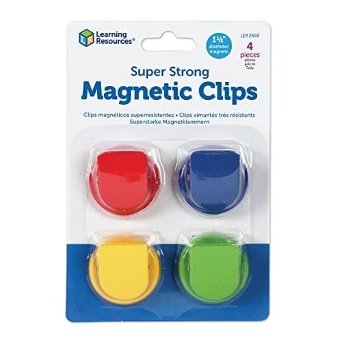 Learning Resources Super Strong Magnetic Clips, Set of 4 Clips, Holds Up to 20 Pounds, Home and Office Supplies, Back to School Supplies, Teacher Supplies image