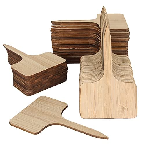 ZIQI 100Pcs Wooden Plant Labels, Eco-Friendly T-Type Bamboo Plant Labels Tags Garden Plant Markers for Seed Potted Herbs Flowers Vegetables (6 x 10 cm) image