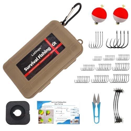 Mini Survival Fishing Kit Small Emergency Fishing TackleBox Pocket Outdoor Fishing Set Travel Party Fishing shoebox Surf Survivalist Fishing Accessories Pack Fishing Gear Gifts for Starter Men Teens image