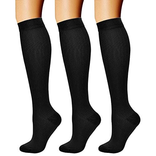 CHARMKING Compression Socks for Women & Men Circulation (3 Pairs) 15-20 mmHg is Best Athletic for Running, Flight Travel, Support, Cycling, Pregnant - Boost Performance, Durability (L/XL,Black) image