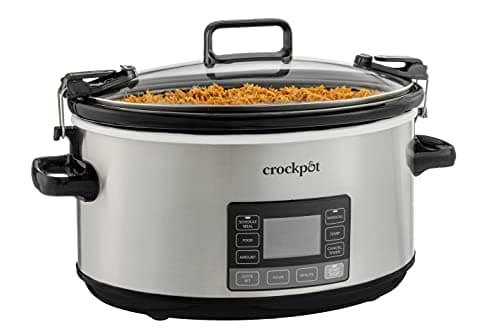 Crock-Pot 7-Quart Slow Cooker, Portable Programmable with Timer, Locking Lid, Stainless Steel; an Essential Kitchen Appliance, Perfect for Families and Gatherings image