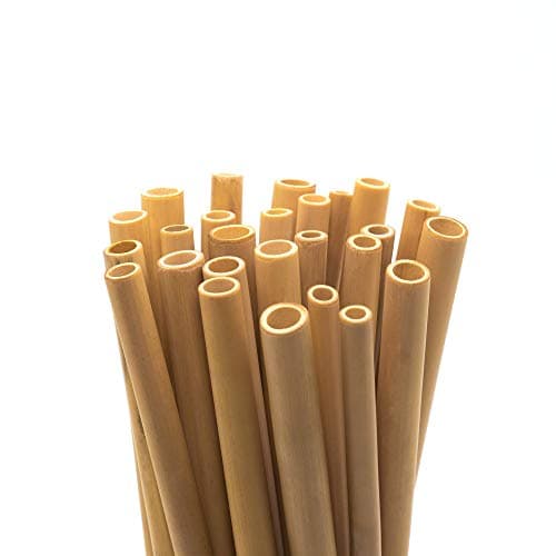 TXV Mart Disposable Reusable Bamboo Drinking Straws 100 pcs, BPA Free, Eco-Friendly 100% Natural, Biodegradable, and Compostable, Heavy Duty, Party, Weddings, Picnics, Holidays image