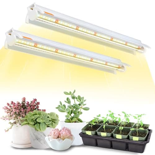 T5 Grow Lights for Seed Starting, 16 in Long, 2-Count (10W x2) Full Spectrum LED Plant Light Bar w/Reflectors for Seedlings, 4000K White Growing Strips for Shelf/Rack image