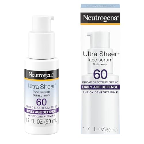 Neutrogena Ultra Sheer Moisturizing Face Serum with Vitamin E & SPF 60, All Day Facial Sunscreen Serum with Broad Spectrum UVA/UVB Protection, Fragrance-Free, Oxybenzone-Free, 1.7 Fl Oz image