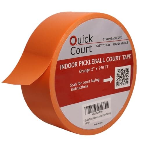 Quick Court Indoor Pickleball Court Tape, The Complete Pickleball Court Marking Kit - 2'' x 230FT, Pickleball Court Marking Tape with Instructions Included for Fast Court Marking (Orange) image