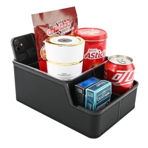 keketuohai Car Storage Organizer Between Seats, Car Armrest Storage Box Back Seat Organizer with 3 Storage Compartments, Car Cup Holder Tray with Non-slip Mat (Black) image